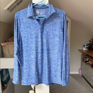 Men's Blue Long Sleeve athletic Shirt